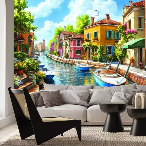 Papier peint  Paysage pittoresque de Venise parmi des maisons de ville