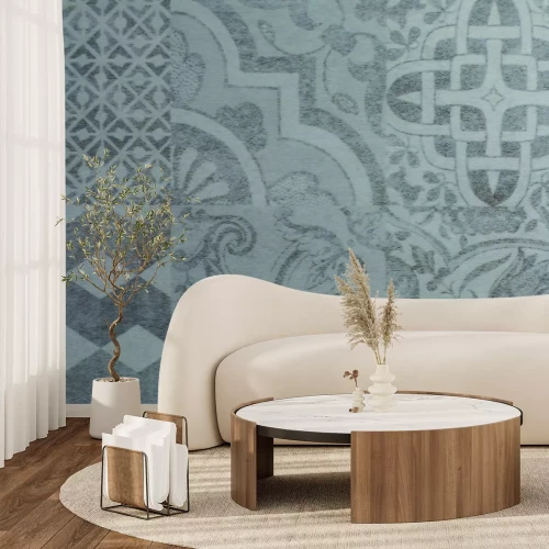 Papier peint  Motif ornemental en gris