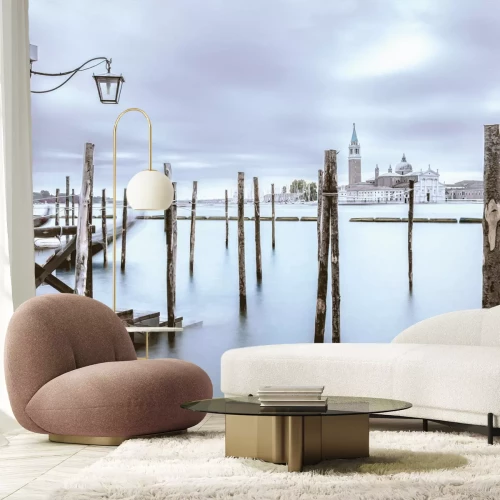 Papier peint  Paysage hivernal avec une église en arrière-plan