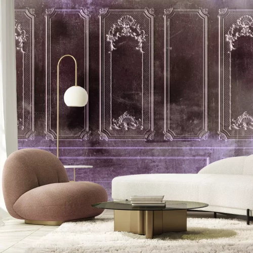 Papier peint  Stuc baroque sur un mur gris