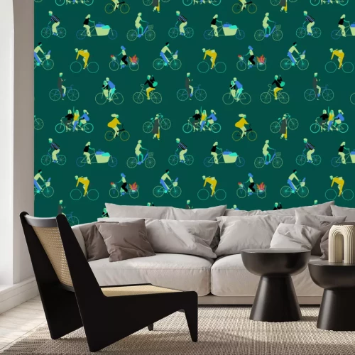 Papier peint  Femmes et hommes faisant du vélo
