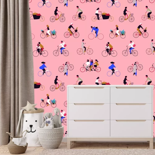 Papier peint  Femmes et hommes faisant du vélo
