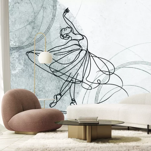 Papier peint  Dessin artistique au trait représentant une ballerine dansant