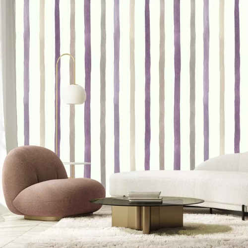 Papier peint  Motif stylisé de rayures géométriques