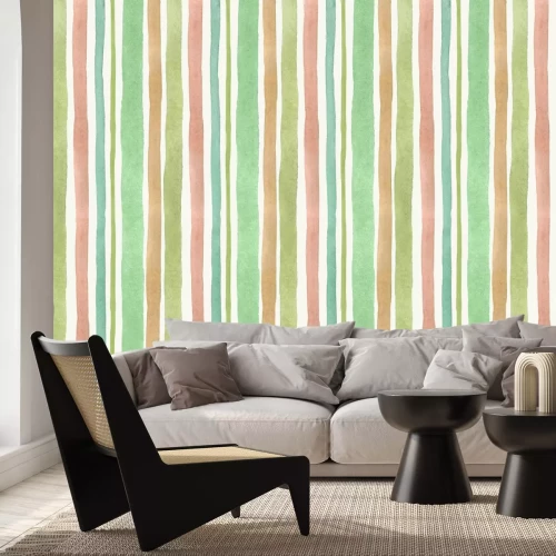 Papier peint  Motif géométrique avec des rayures colorées