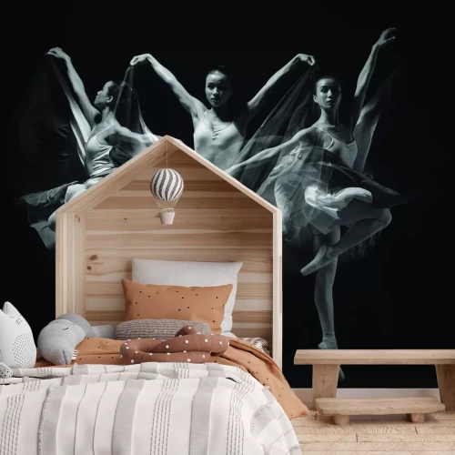 Papier peint  Danseuses gymniques sur fond noir
