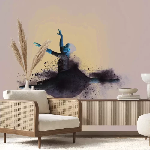 Papier peint  Femme en robe blanche en grand écart