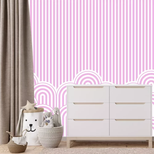Papier peint  Motif à rayures roses pour filles