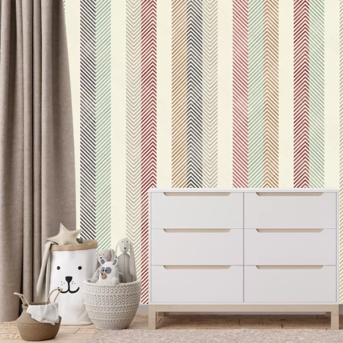 Papier peint  Rayures colorées en chevron