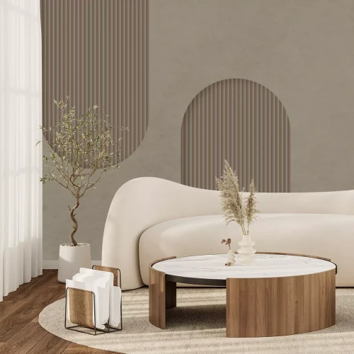 Papier peint  Formes d'arche marron avec des rayures