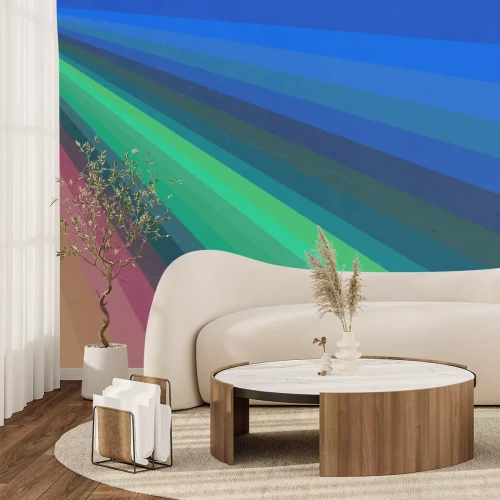 Papier peint  Rayures colorées dans le style vintage
