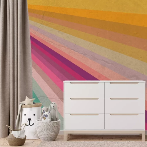 Papier peint  Rayures colorées dans le style vintage