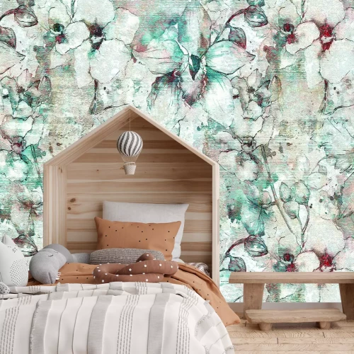 Papier peint  Fleurs d'orchidée dans un décor aquarelle