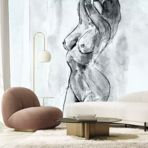 Papier peint  Dessin peint avec des formes féminines