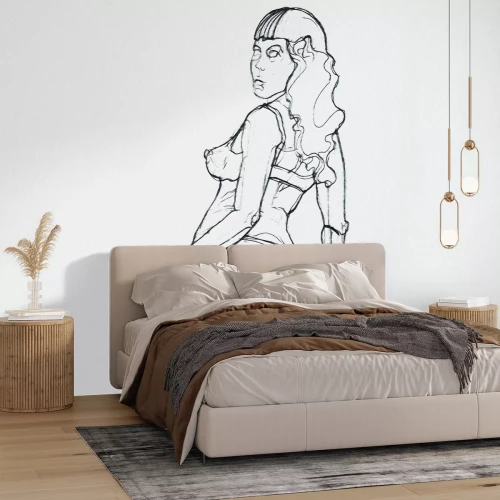 Papier peint  Croquis d'une femme attirante en lingerie