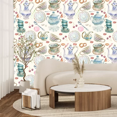 Papier peint  Porcelaine rustique décorée