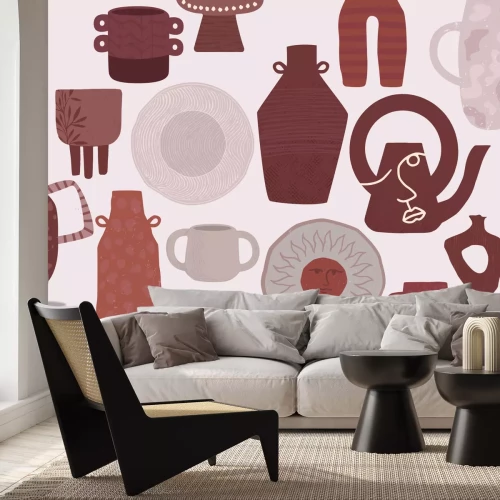 Papier peint  Cruche en porcelaine avec assiettes et tasses