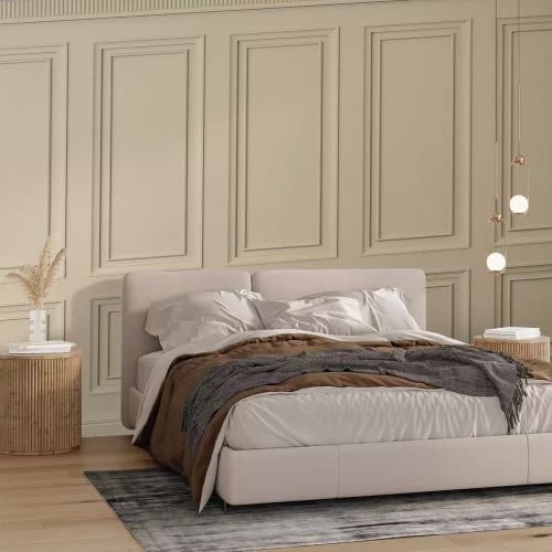 Papier peint  Imitation de boiserie en couleurs beiges