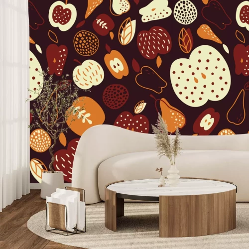 Papier peint  Pommes et poires avec des citrouilles