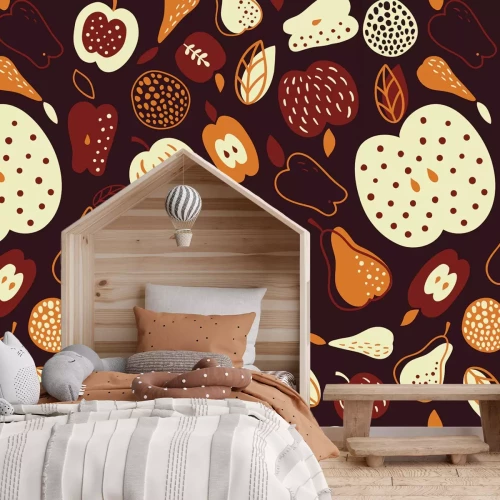 Papier peint  Pommes et poires avec des citrouilles