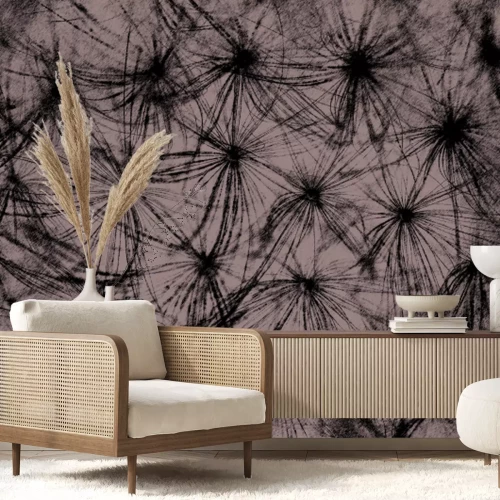 Papier peint  Pissenlits blancs sur fond gris