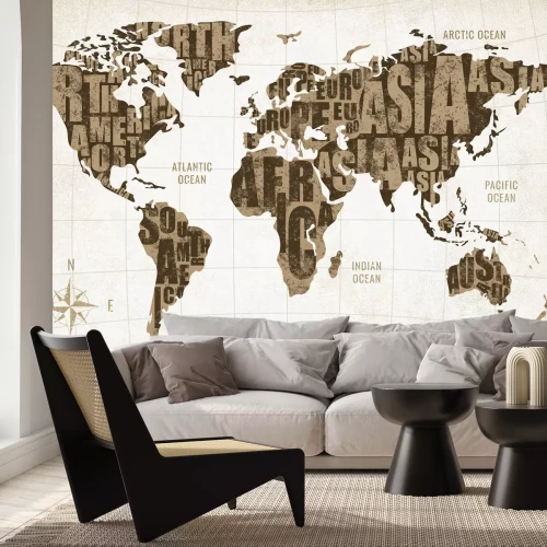 Papier peint  Carte du monde avec des inscriptions et une boussole