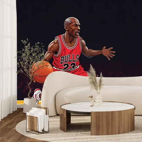 Papier peint  Joueur de basketball courant avec le ballon sur le terrain