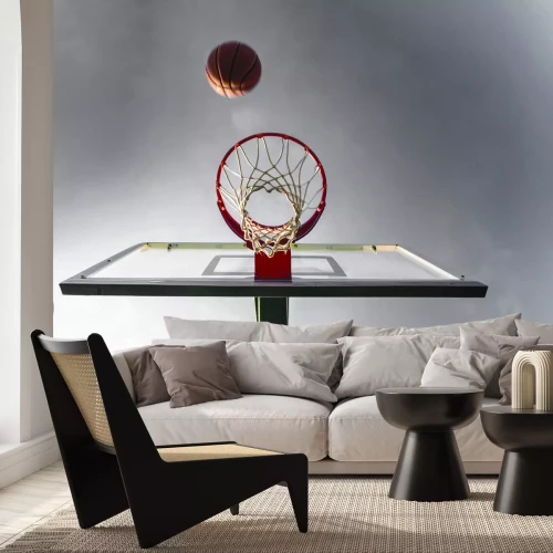 Papier peint  Balle volant vers le panier sur fond de ciel