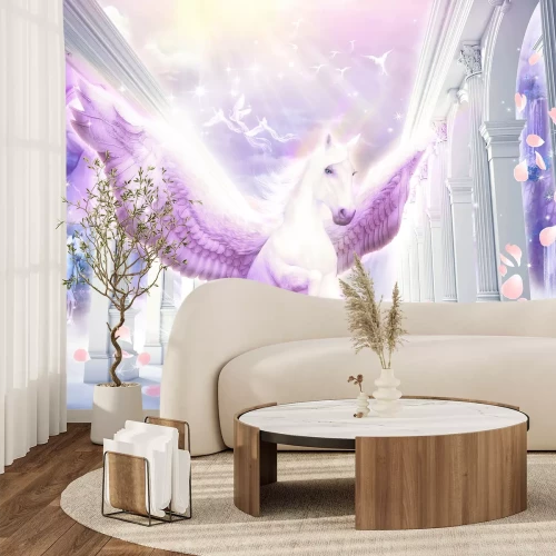 Papier peint  Cheval magique avec des ailes roses