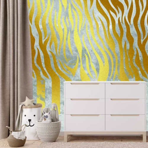 Papier peint  Touches de piano avec imitation de zèbre dorée