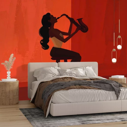 Papier peint  Femme jouant du saxophone