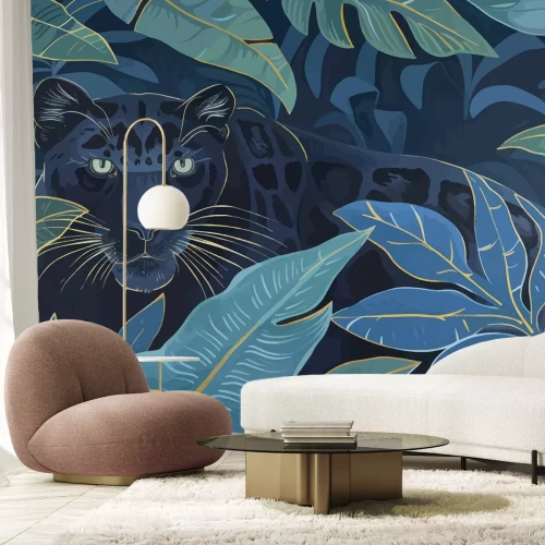 Papier peint  Chat tigre sauvage dans la jungle tropicale
