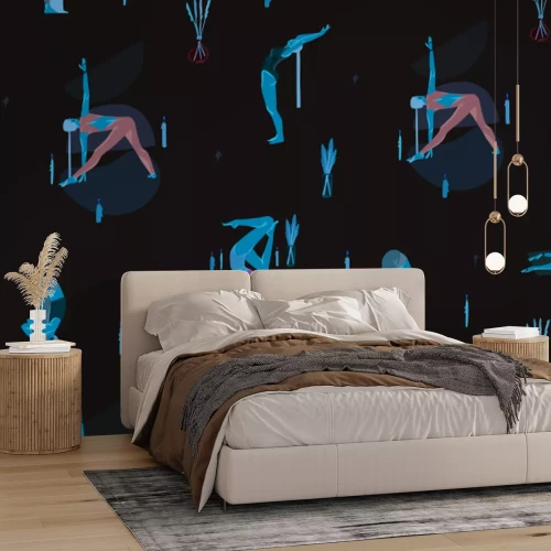 Papier peint  Femmes pratiquant le yoga parmi les bougies