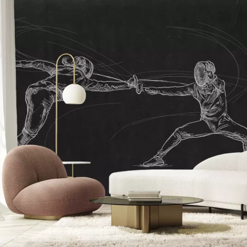 Papier peint  Femmes pratiquant le combat d'escrime