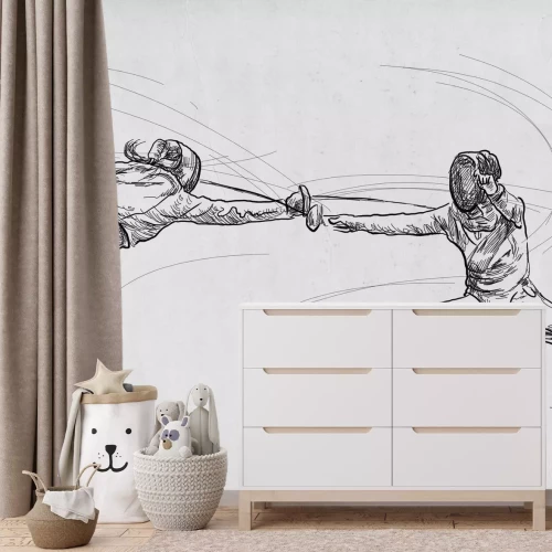 Papier peint  Femmes pratiquant le combat d'escrime