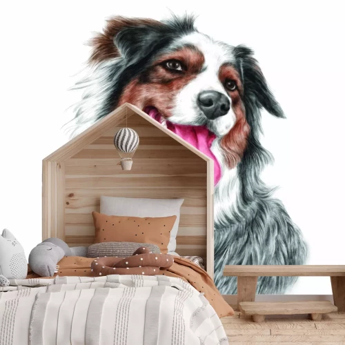 Papier peint  Portrait d'un chien de berger souriant