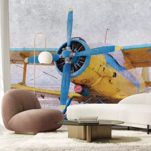 Papier peint  Motif avion à hélice au style vintage