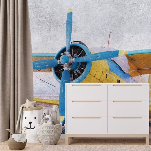 Papier peint  Motif avion à hélice au style vintage