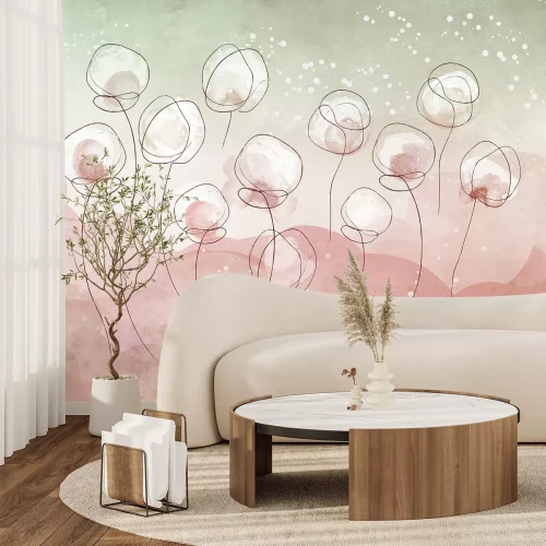 Papier peint  Aquarelle abstraite de fleurs blanches