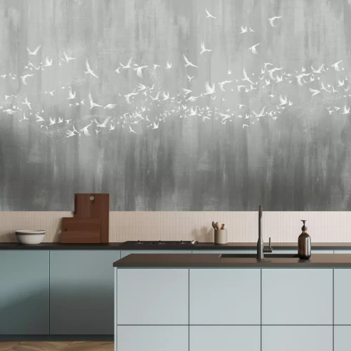 Papier peint  Motif moderne en béton avec des oiseaux