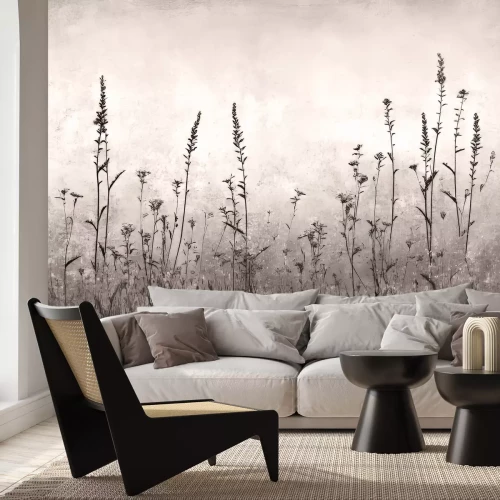 Papier peint  Prairie sauvage sur un mur en béton