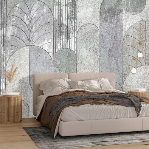 Papier peint  Arches géométriques sur un mur en béton