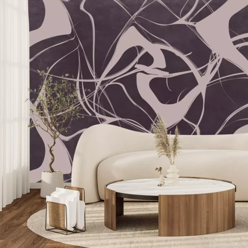 Papier peint  Lignes noires abstraites sur fond gris