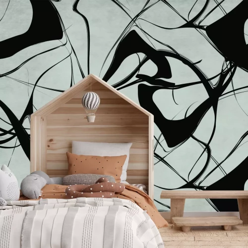 Papier peint  Lignes noires abstraites sur fond gris