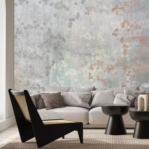 Papier peint  Reflet de feuilles sur un mur en béton