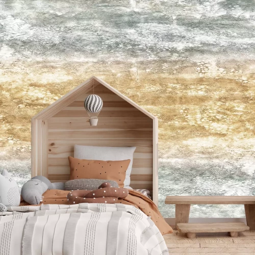 Papier peint  Imitation de pierre grise et dorée