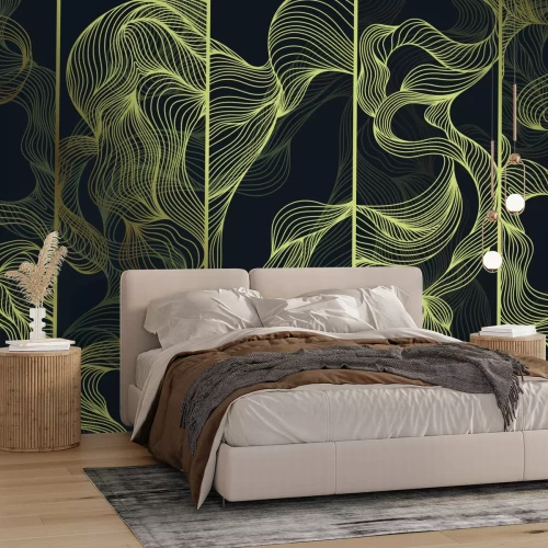 Papier peint  Ondes dorées abstraites composées de lignes