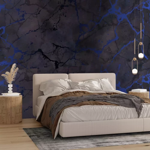 Papier peint  Marbre gris avec ornements dorés