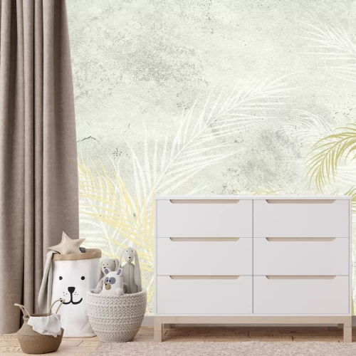 Papier peint  Herbes dorées sur fond de béton