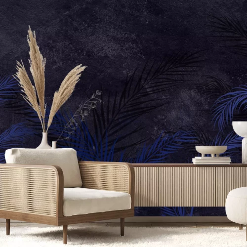 Papier peint  Herbes dorées sur fond de béton